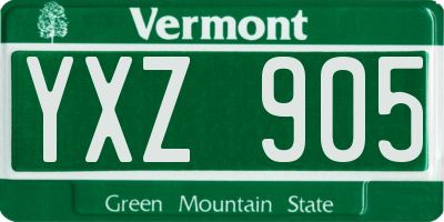 VT license plate YXZ905