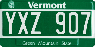 VT license plate YXZ907