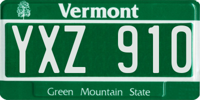 VT license plate YXZ910