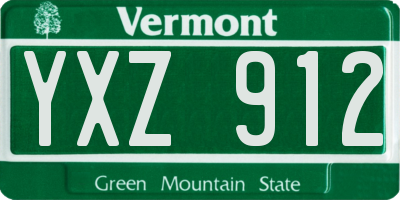 VT license plate YXZ912