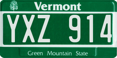 VT license plate YXZ914