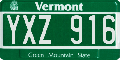 VT license plate YXZ916