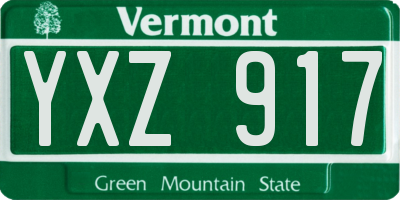 VT license plate YXZ917