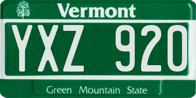 VT license plate YXZ920