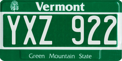 VT license plate YXZ922