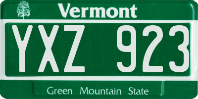 VT license plate YXZ923