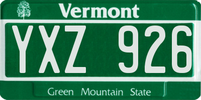 VT license plate YXZ926