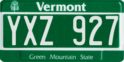 VT license plate YXZ927