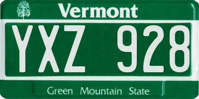 VT license plate YXZ928