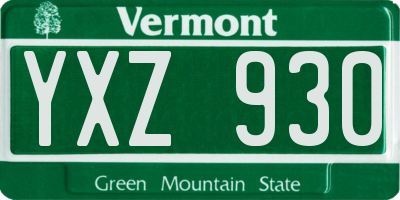 VT license plate YXZ930