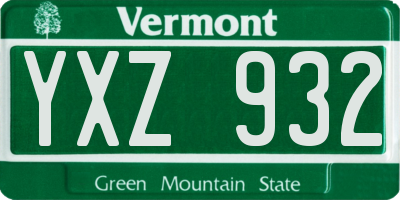 VT license plate YXZ932
