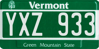 VT license plate YXZ933