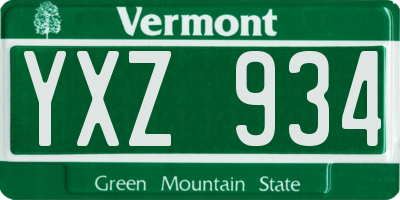 VT license plate YXZ934