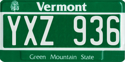 VT license plate YXZ936