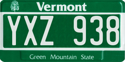VT license plate YXZ938