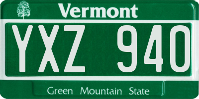 VT license plate YXZ940