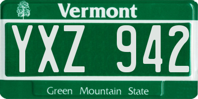 VT license plate YXZ942