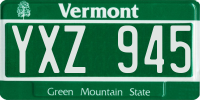 VT license plate YXZ945
