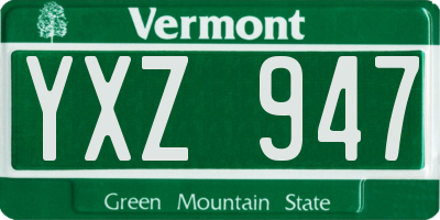 VT license plate YXZ947