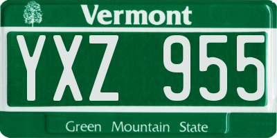 VT license plate YXZ955