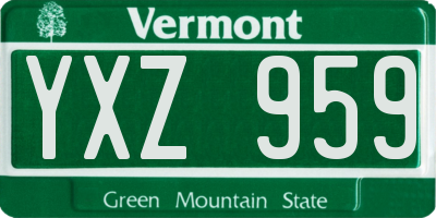 VT license plate YXZ959