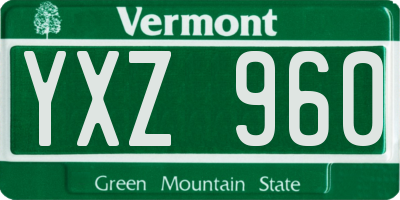 VT license plate YXZ960