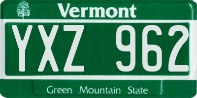 VT license plate YXZ962