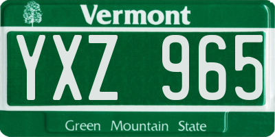 VT license plate YXZ965