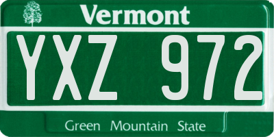 VT license plate YXZ972