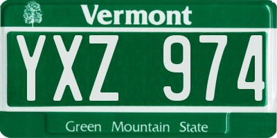 VT license plate YXZ974