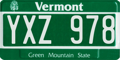 VT license plate YXZ978