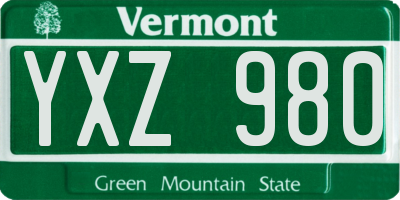 VT license plate YXZ980