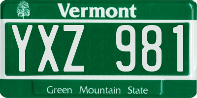 VT license plate YXZ981