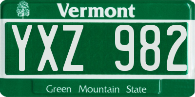 VT license plate YXZ982