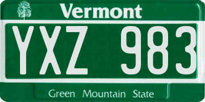 VT license plate YXZ983