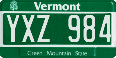VT license plate YXZ984