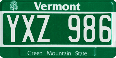 VT license plate YXZ986
