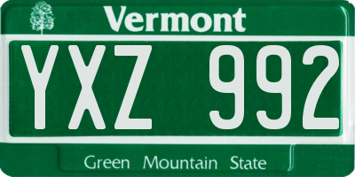 VT license plate YXZ992