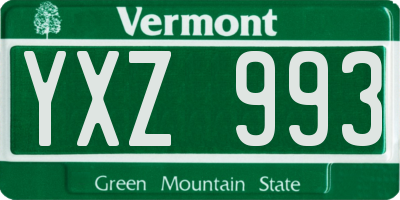 VT license plate YXZ993