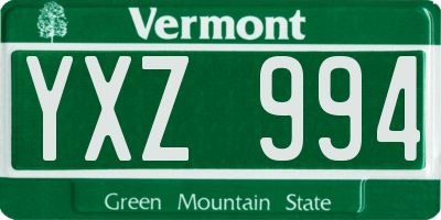 VT license plate YXZ994