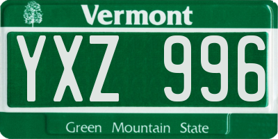 VT license plate YXZ996