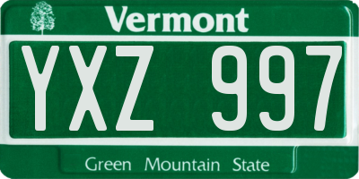 VT license plate YXZ997