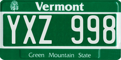VT license plate YXZ998