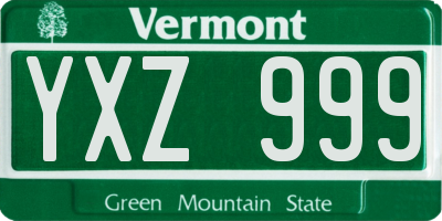 VT license plate YXZ999