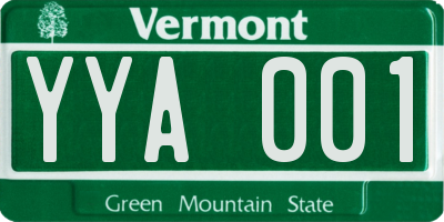 VT license plate YYA001
