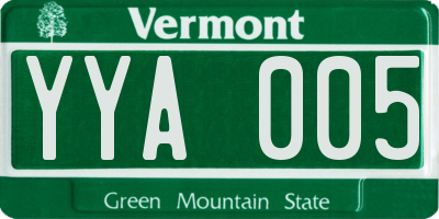 VT license plate YYA005