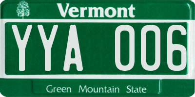 VT license plate YYA006
