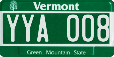 VT license plate YYA008