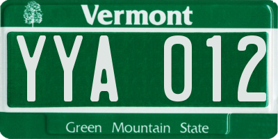 VT license plate YYA012