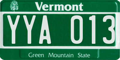 VT license plate YYA013